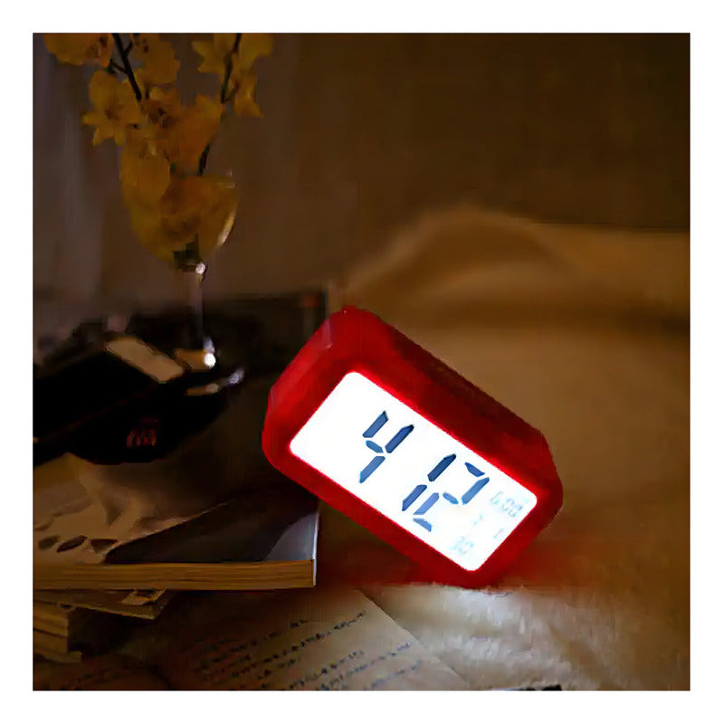 Reloj Despertador Digital Genér 1302 Led Temperatura Calendario Rojo