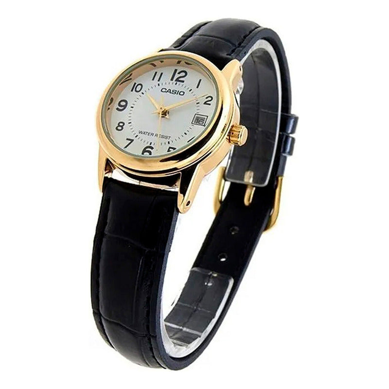 Reloj Casio Análogo Dama Ltp-v002gl-7b Negro Dorado Blanco