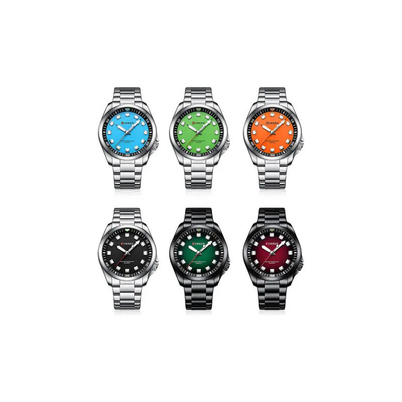 Reloj De Cuarzo Luminoso A Prueba De Agua Curren De Lujo Color Del Fondo Silver Blue