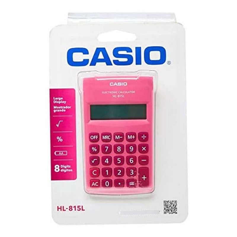 Calculadora Básica Casio Portatil Rosa Hl-815 Pk Color Rosa Rosa