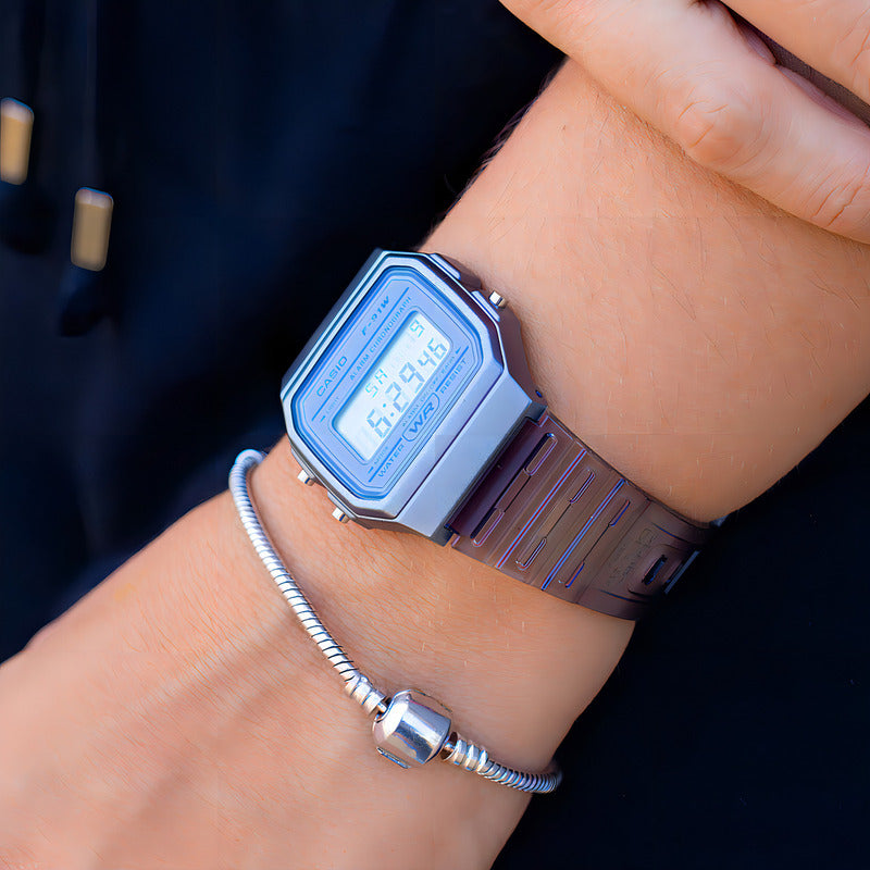 Reloj De Pulsera Casio Collection F-91ws-8 Color Gris Transparente/gris