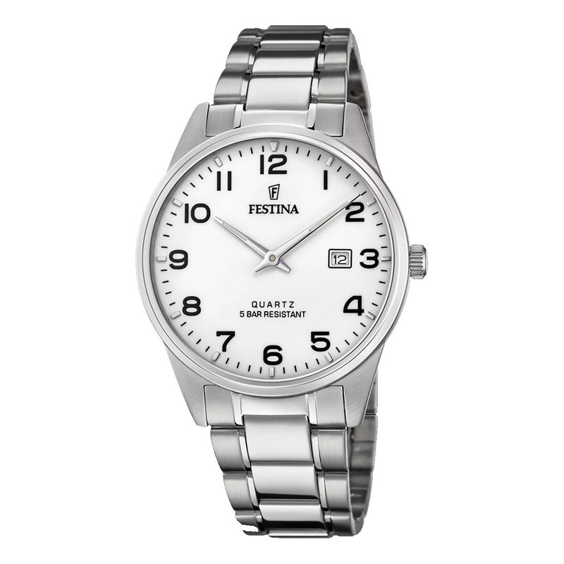 Reloj Hombre Festina F20511/1 Calendario Analógico Plateado Blanco