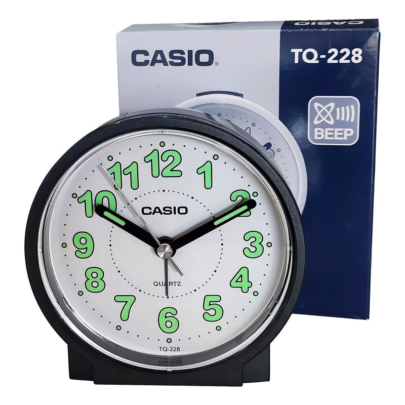 Reloj Despertador Analógico Casio Tq-228 Color Negro Negro