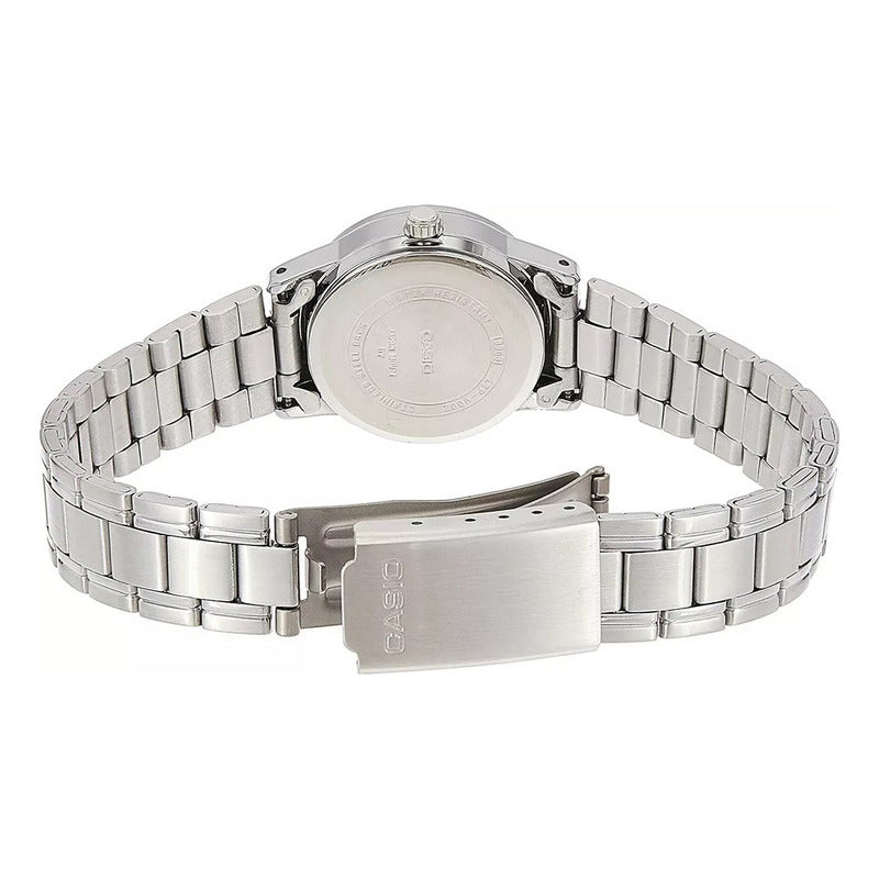 Reloj Casio Quartz Ltp-v002d-1audf Mujer Acero Negro Full Plateado Negro Ltp-v002d-1a