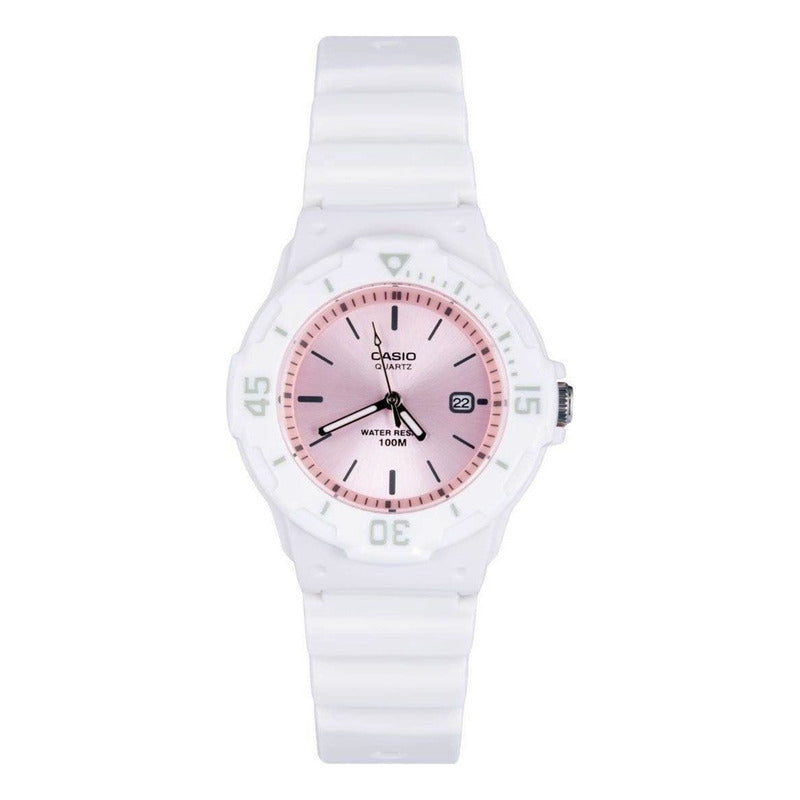 Reloj Casio Dama Lrw-200h-4e3 Sumergible Original Blanco Salmón