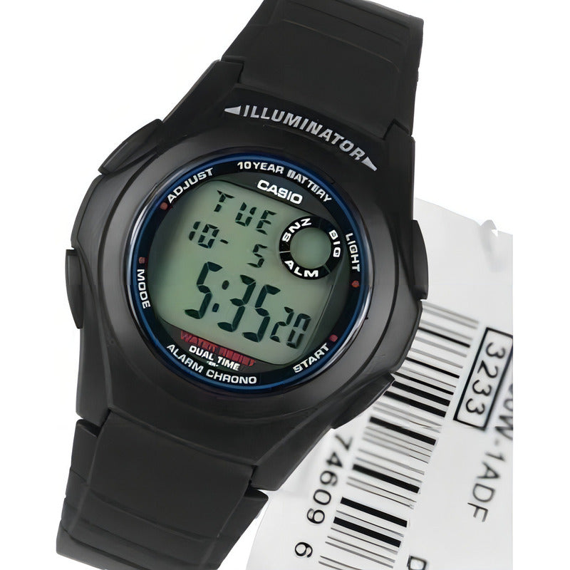 Reloj Casio De Caballero F-200w-1adf Color De La Correa Negro