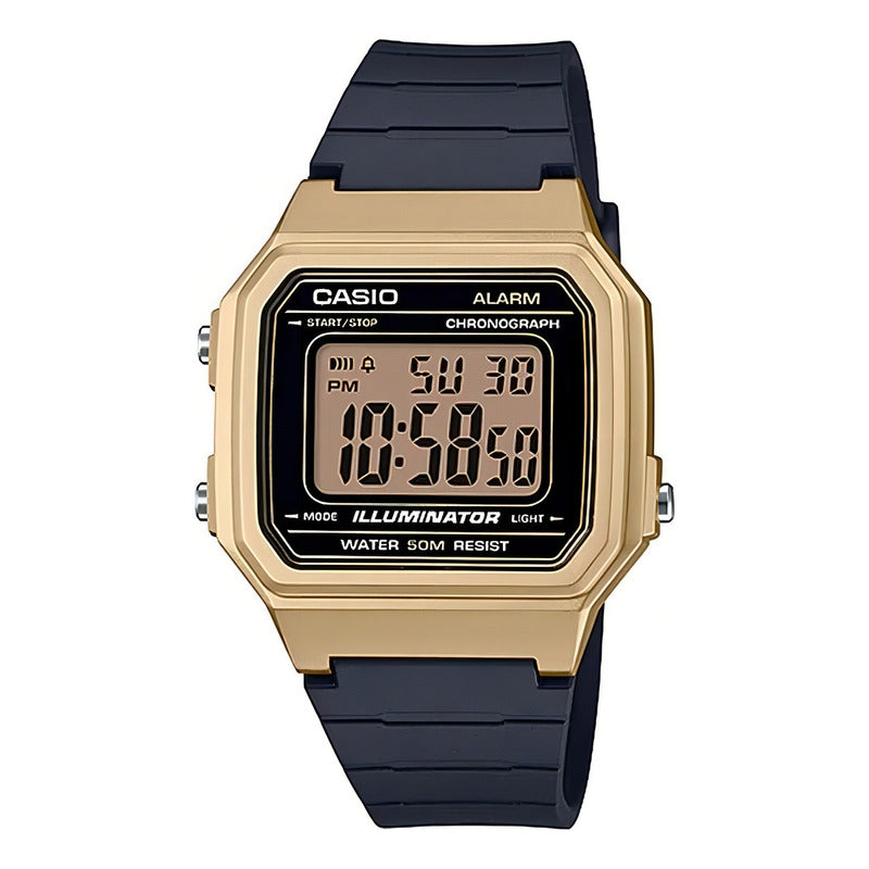 Reloj Casio W-217hm-9av Sports 50m Loc Centro Negro Dorado