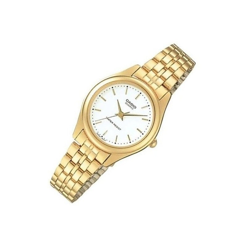 Reloj Casio Metal Dama Dorado Ltp-1129n-7a Relojesymas Blanco