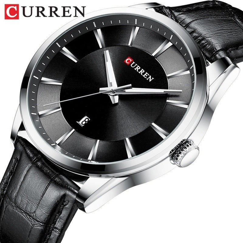 Reloj Elegante De Cuero De Lujo Para Hombre Curren 8365 Color Del Bisel Blanco/negro