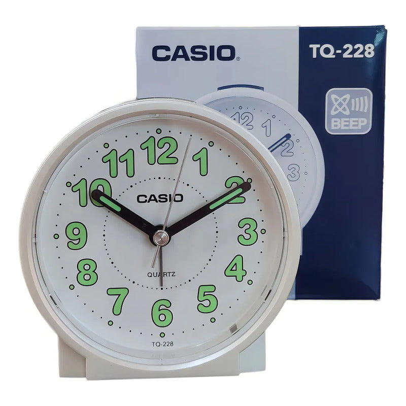 Reloj Despertador Analógico Casio Tq-228-7d Blanco