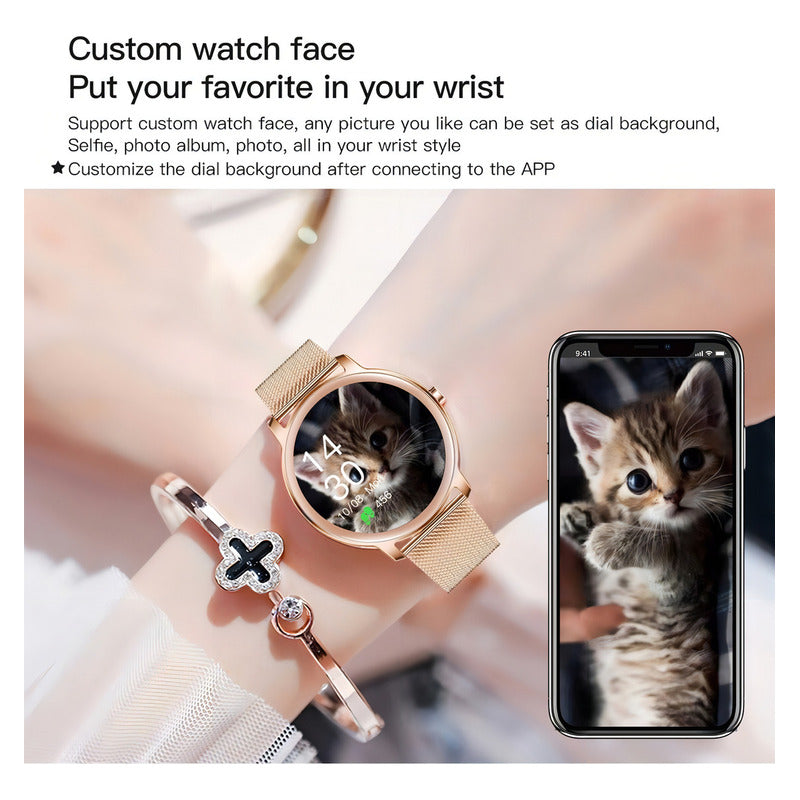 Smartwatch Fralugio R18 Pro Full Touch Bluetooth Dorado Monitoreo Salud