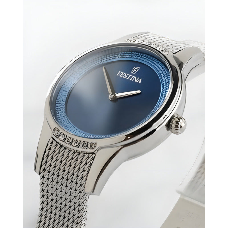 Reloj Festina F20494/2 Plateado Mujer Mademoiselle Color Del Fondo Azul