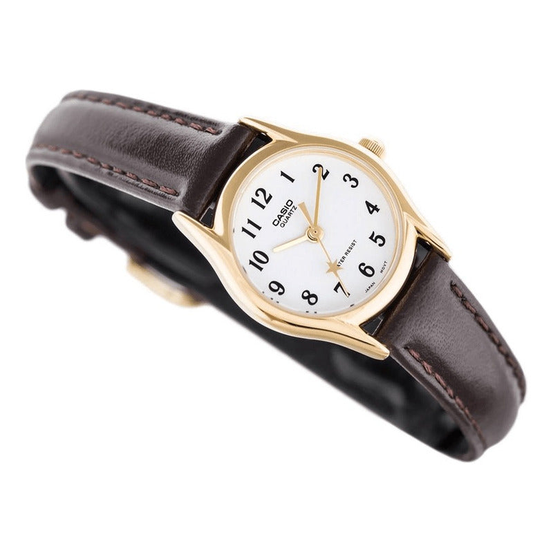 Ltp-1094q-7b4rd - Reloj Casio Pulso Cuero Caja Dorado