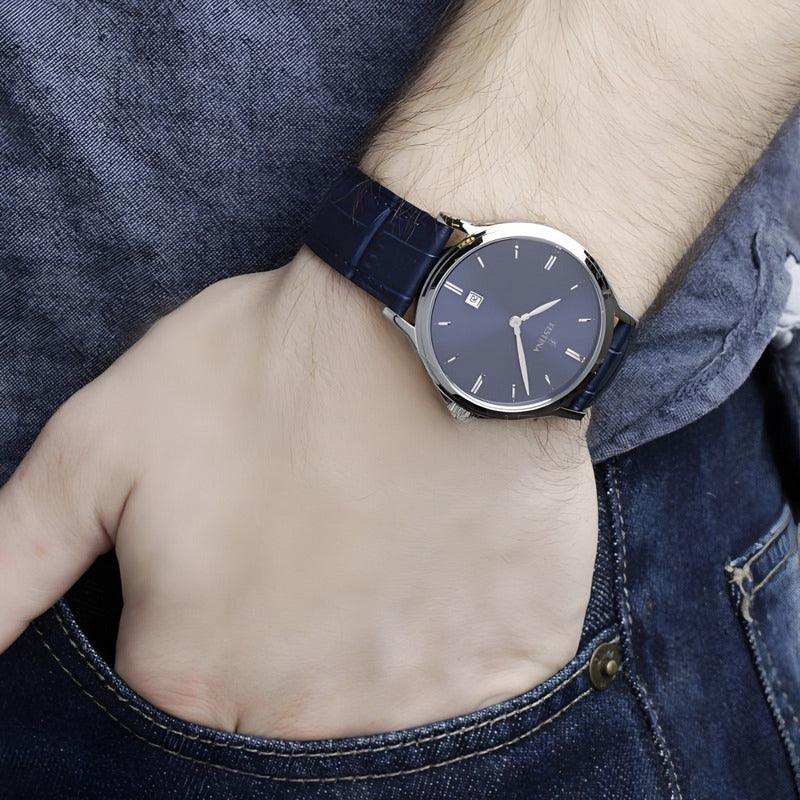 Reloj F16745/3 Festina Hombre Correa Clasico /marisio Correa Azul Bisel Plateado Fondo Azul