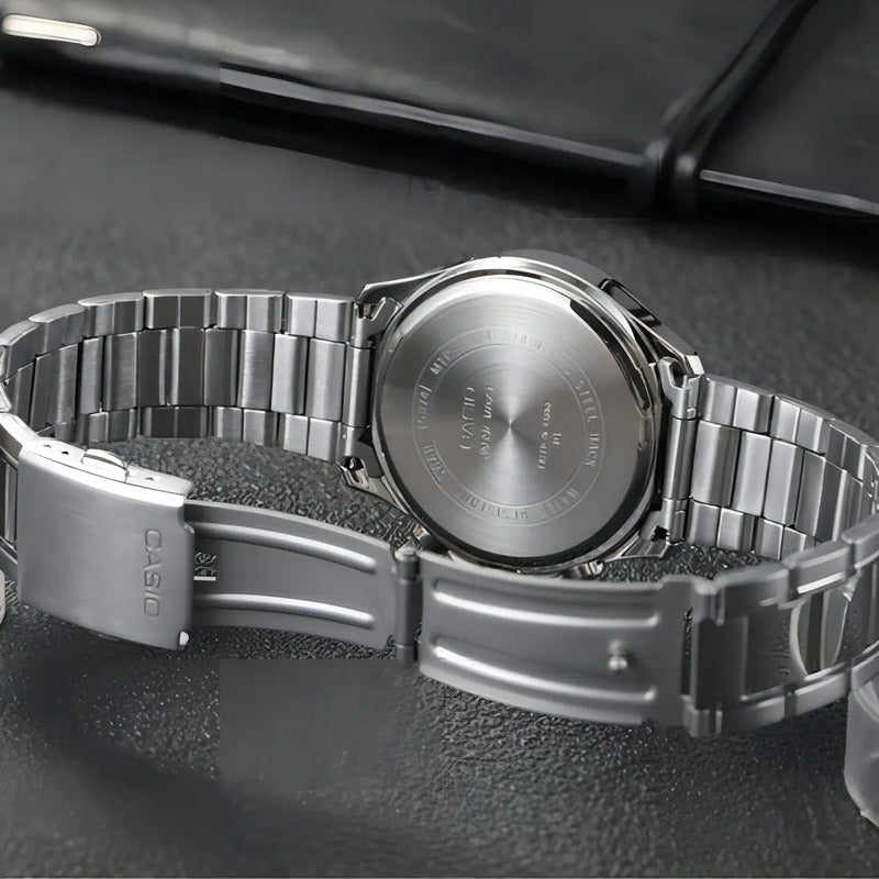 Reloj Casio Mtp-1374d-5avdf Cuarzo Hombre Color De La Correa Plateado Color Del Bisel 5avdf Color Del Fondo Negro