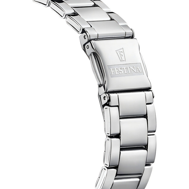 Reloj Festina F20622.h Para Mujer Analogico Cuarzo Malla Plateado Bisel Plateado Fondo Multicolor