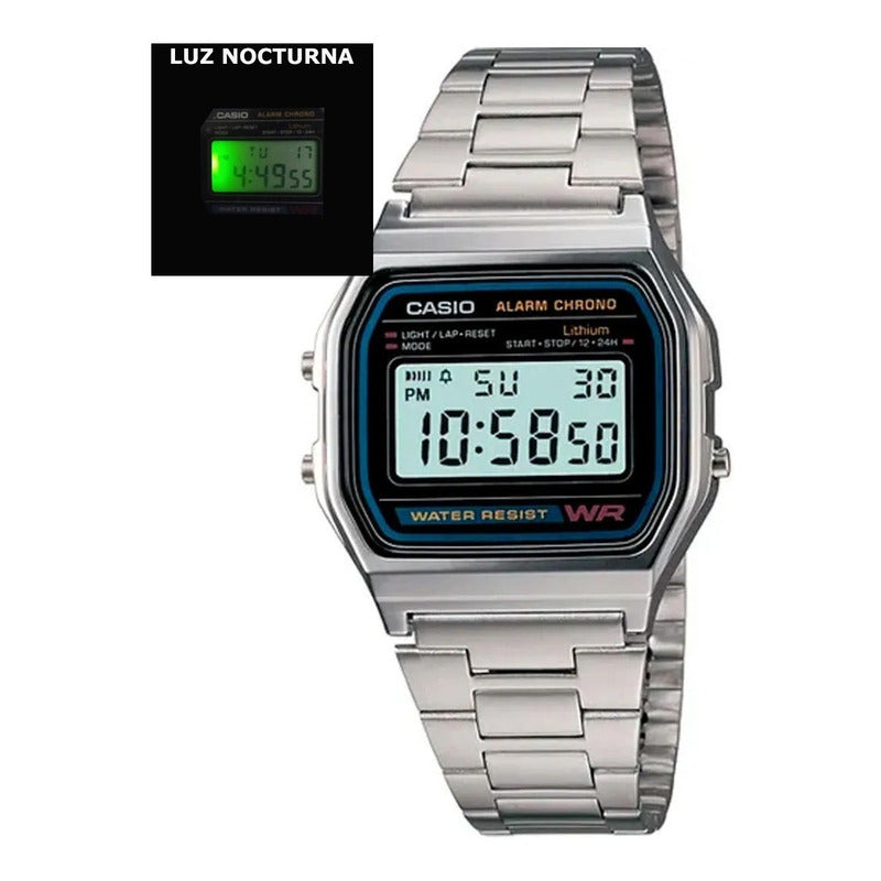Reloj Retro Casio A158wa-1  Relojesymas Plateado Gris