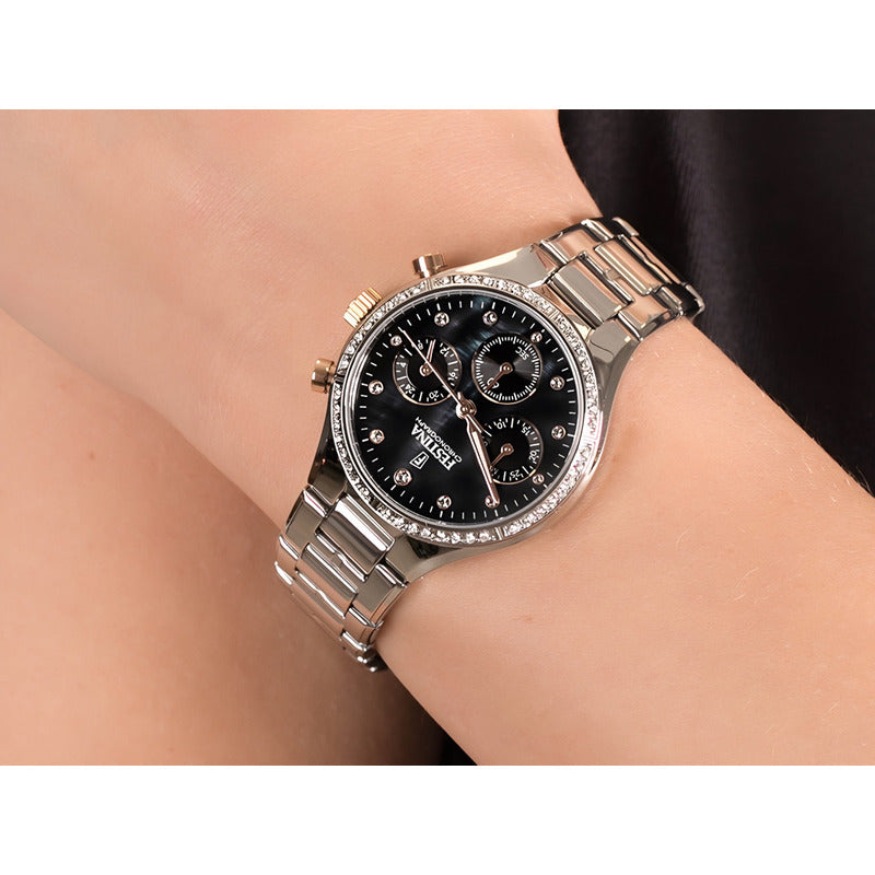 Reloj Festina Mujer Cronometro Con Piedras F20401/4 Plateado Plateado Negro Nacarado