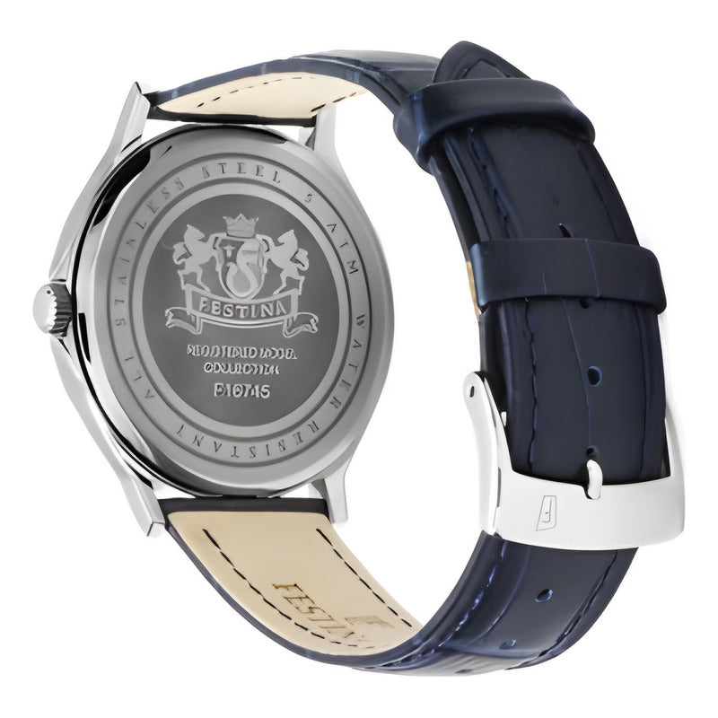 Reloj F16745/3 Festina Hombre Correa Clasico /marisio Correa Azul Bisel Plateado Fondo Azul