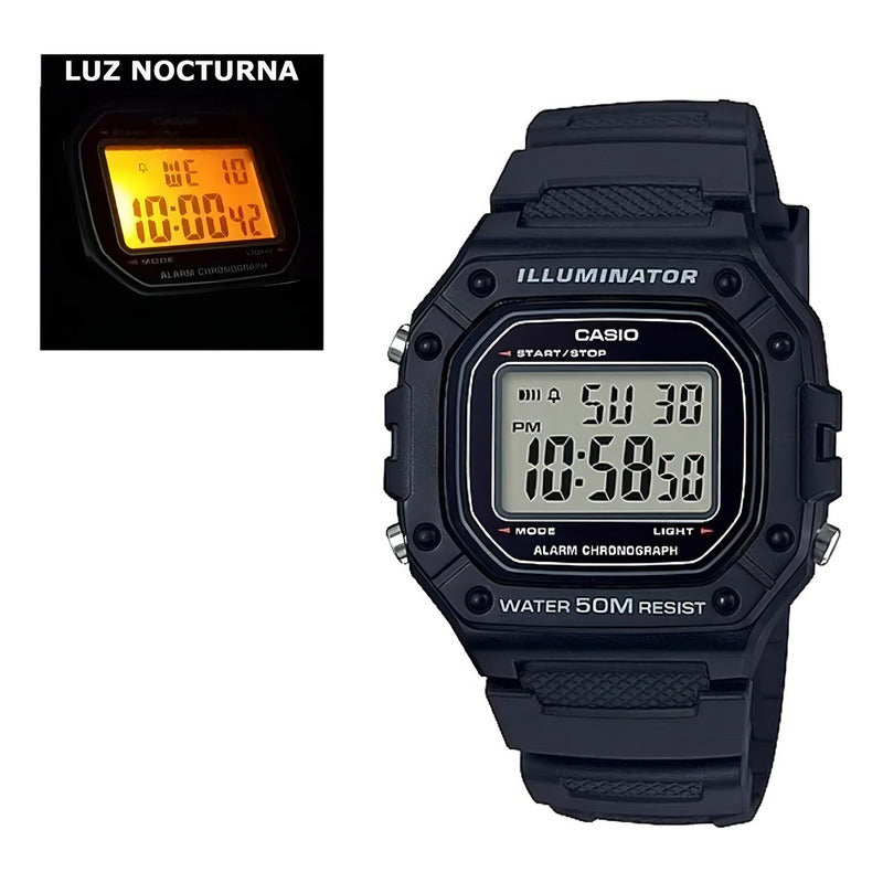 Reloj Pulsera Casio Youth W-218h-1a Negro Gris/negro