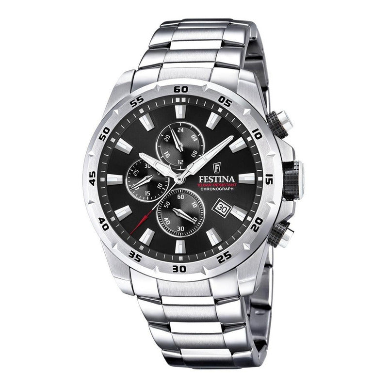 Reloj De Pulsera Festina Chrono Hombre F20463-4 Original Plateado Negro