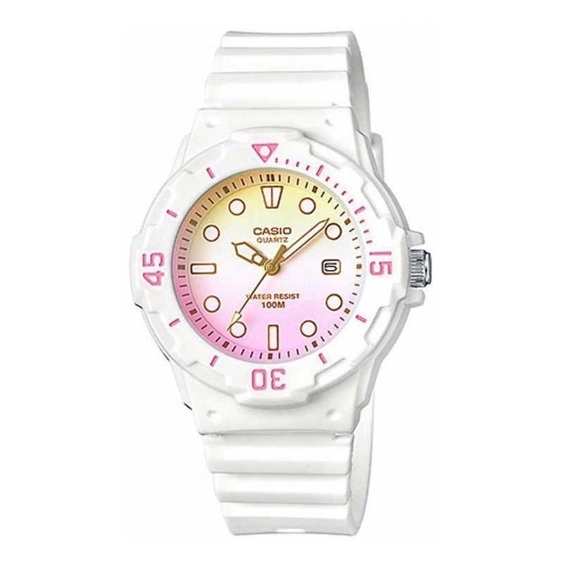 Reloj Casio Mujer Lrw-200h-4e2vdr Blanco Rosa/amarillo