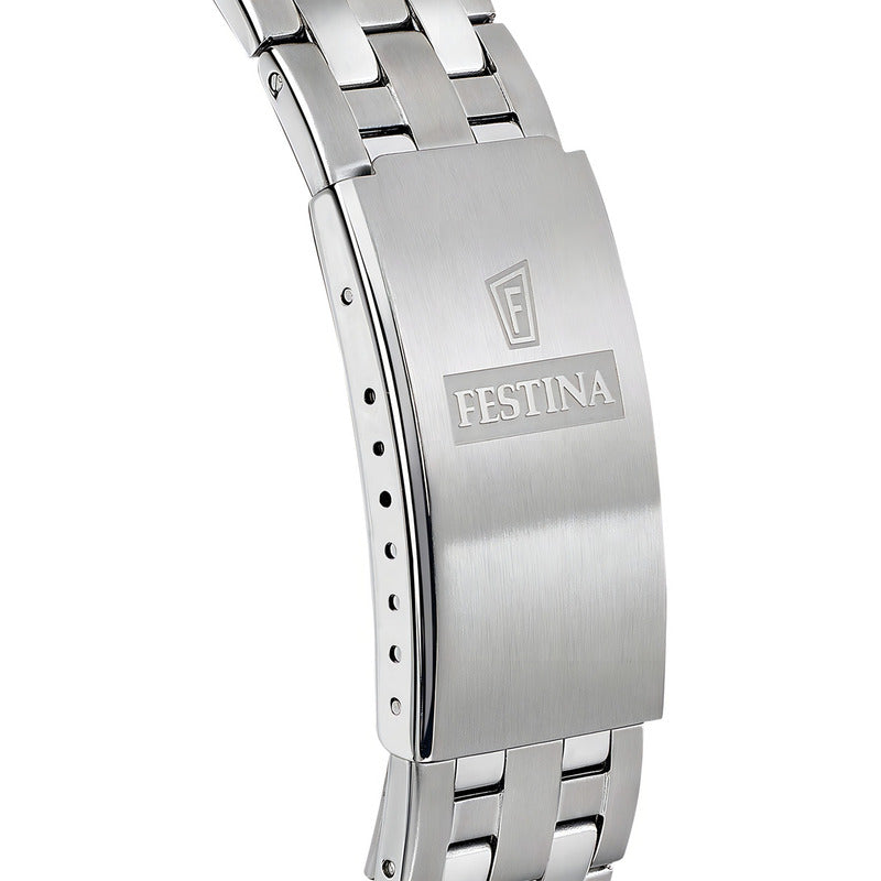 Reloj Festina Hombre De Acero Con Fondo Verde Plateado