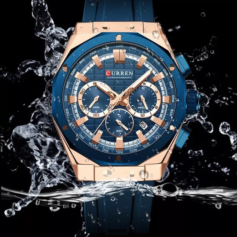 Reloj De Cuarzo Comercial Curren 8464 Calendar Correa Verde Negro