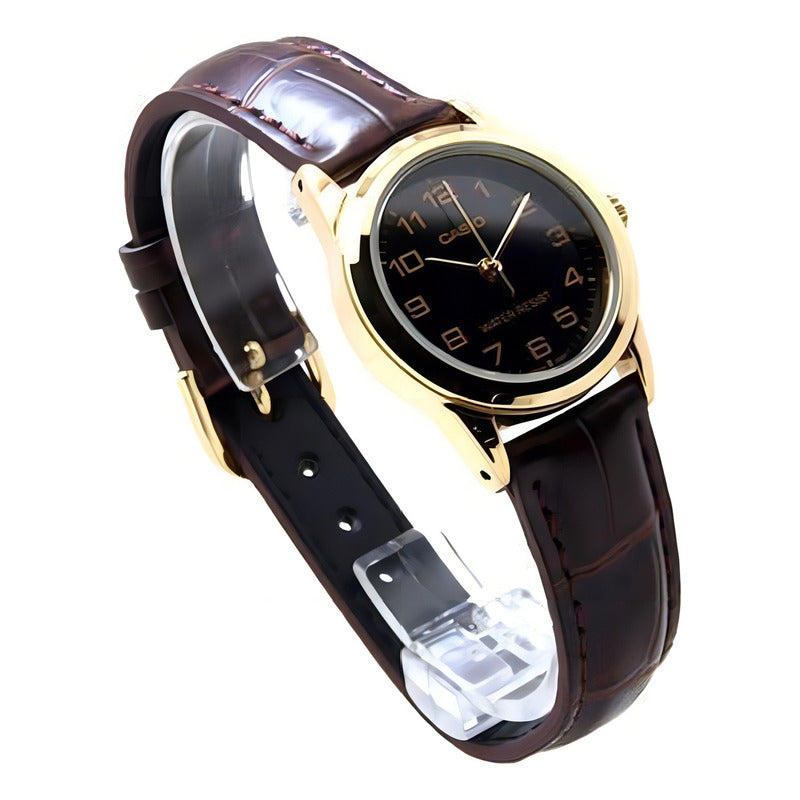 Reloj Mujer Casio Ltp-v001gl-1b Origin Dorado Con Negro Marrón