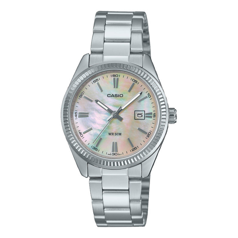 Reloj Casio Metal Ltp-1302ds-4av Nacarado Original Plateado Nacarado