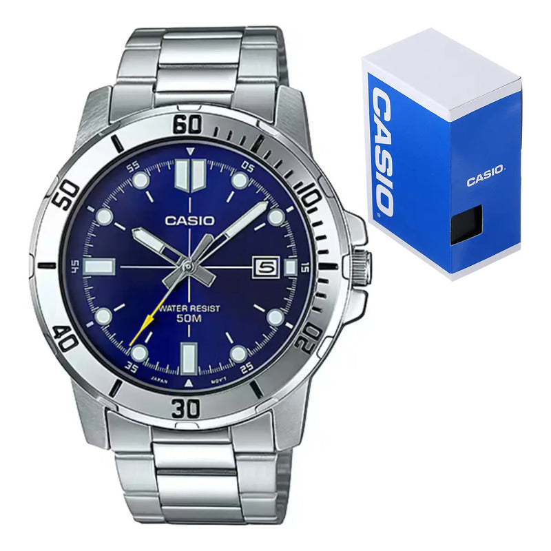Casio Mtp-vd01d-2ev Reloj Hombre Sumergible Analogico Acero Inox Plateado Negro