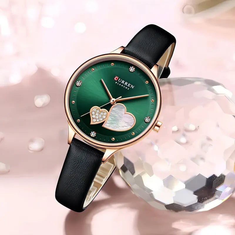 Reloj De Cuero Casual Impermeable Curren Para Mujer Color De La Correa Negro