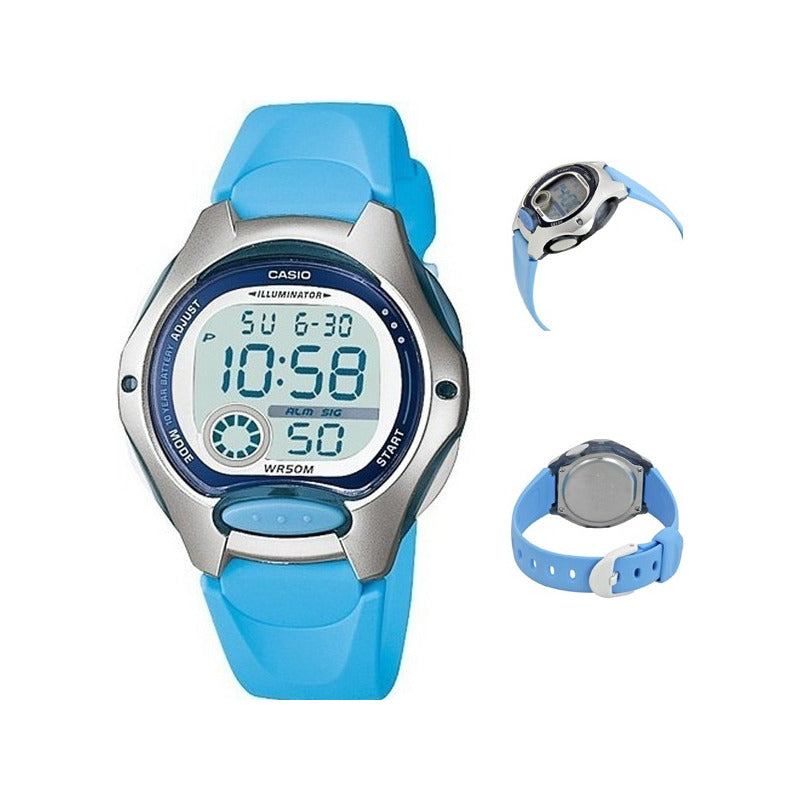Reloj Casio Lw-200-2b Gtía Original Celeste Plateado Gris