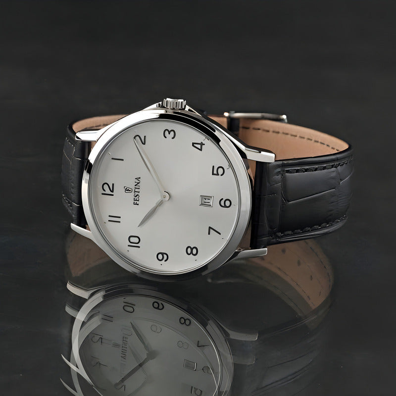 Reloj F16745/1 Festina Hombre Correa Clásico Negro Plateado Blanco