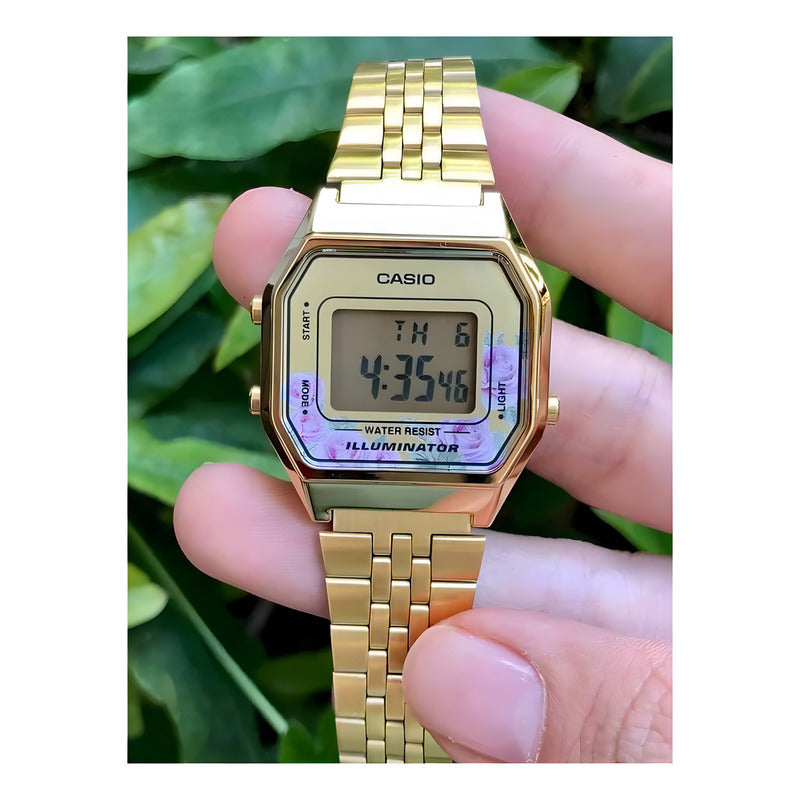 Reloj Casio Mujer Vintage Digital Original La-680wga-4c Color De La Correa Dorado Color Del Bisel Dorado Color Del Fondo Dorado