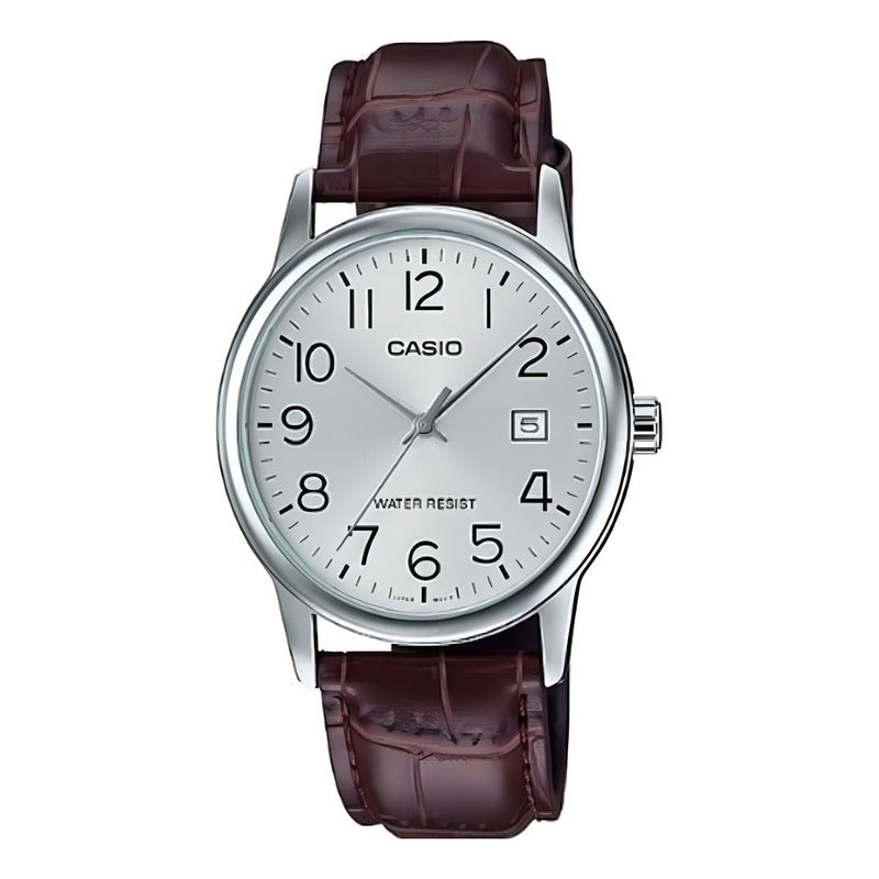 Reloj Casio Mtpv002l-7b3udf Cuarzo Hombre Color De La Correa Negro Color Del Bisel Plateado Color Del Fondo Blanco