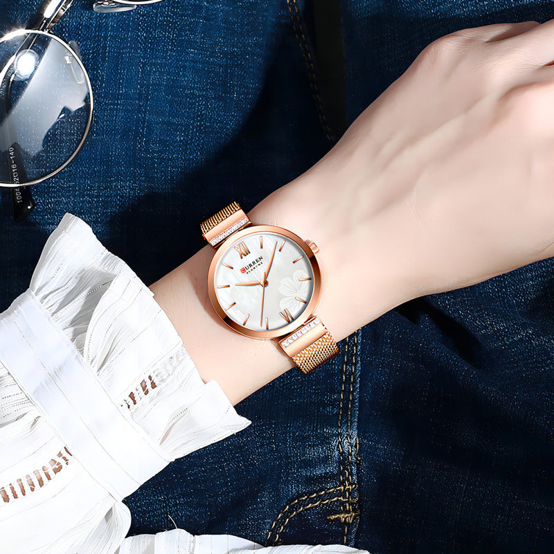 Relojes De Cuarzo Dama Curren 9067 De Moda Relojesymas Color De La Correa 2 Cobre Blanco