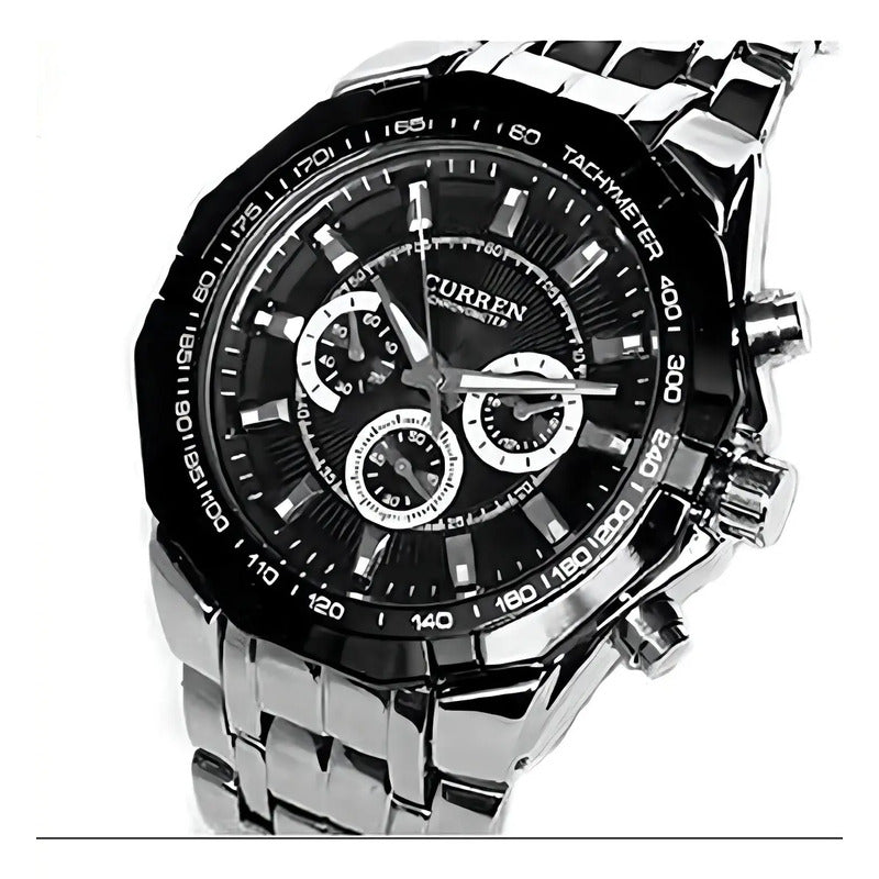 Reloj Curren Kre0401 Plateado Hombre Negro