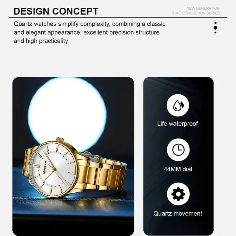 Reloj Pulsera Curren 8430-4 Color Golden/white Golden/white Dorado Blanco
