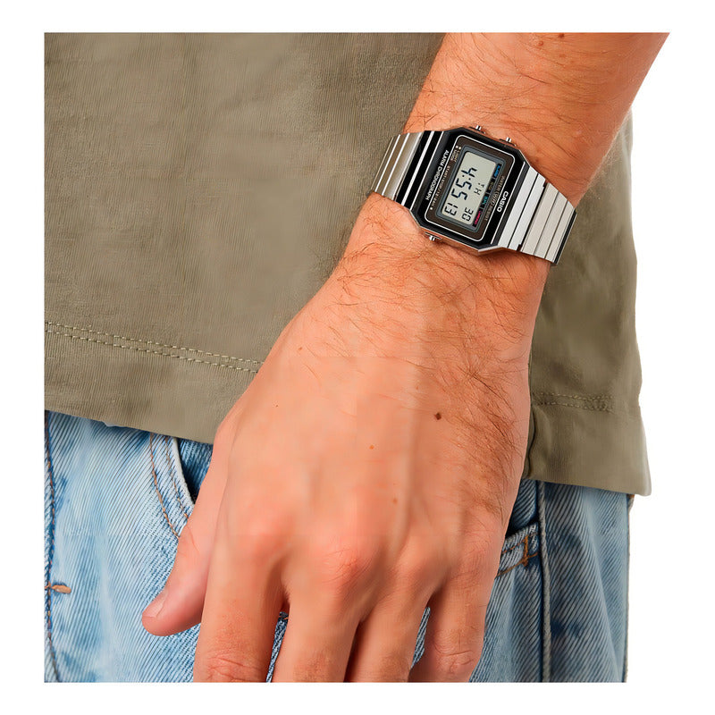 Reloj Casio Vintage A-700w-1a Digital Para Hombre Con Correa De Acero Plateado Gris