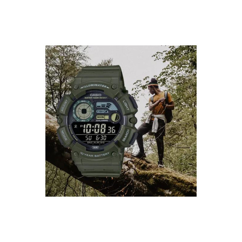 Reloj Casio Moda Modelo Ws-1500h-3bvcf Verde Oscuro
