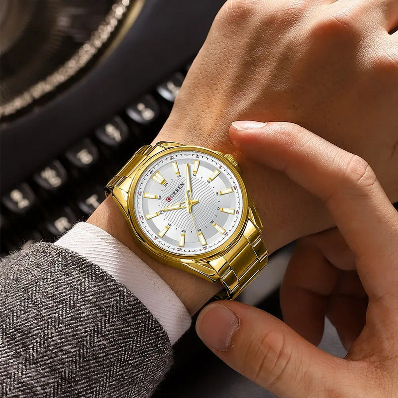 Relojes Luminosos Inoxidable Para Hombre Curren 8424-3 Gold/white