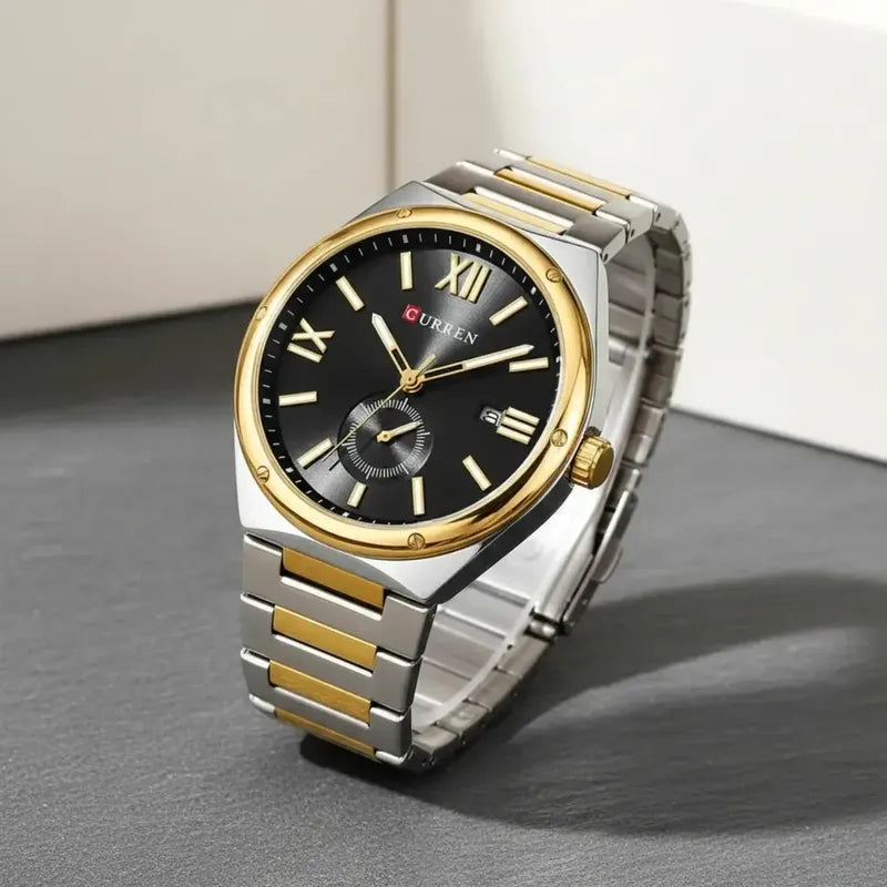 Reloj Para Hombre Curren 8471 Kree2306 Plateado Dorado Negro
