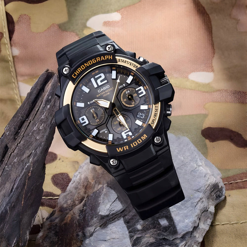 Reloj Casio Mundial Mcw-100h-9a2vdf G-shock Unisex De Resina Color De Correa Negro Dorado