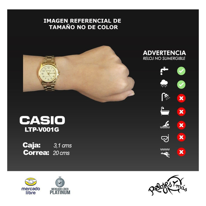 Reloj Casio Dama Ltp-v001g-9b Nuevo Original/relojesymas Dorado 9b
