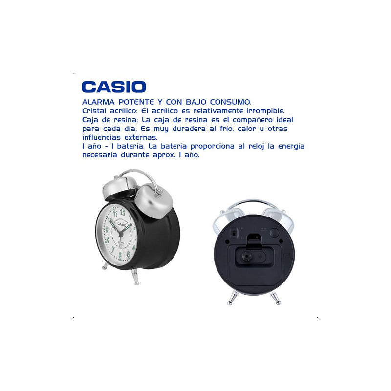 Despertador Digital Casio Vintage Tq-362-1b Reloj Alarma Campana Color Blanco