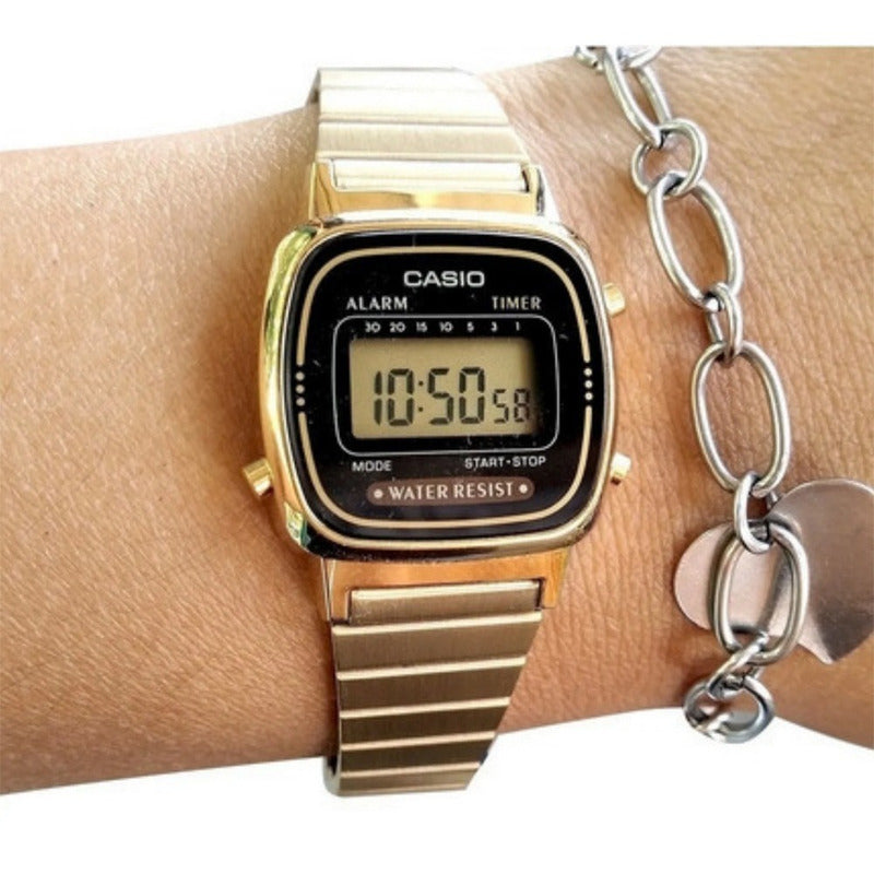 Reloj Casio La-670wga-1 Vintage Original Dorado Negro Amarillo