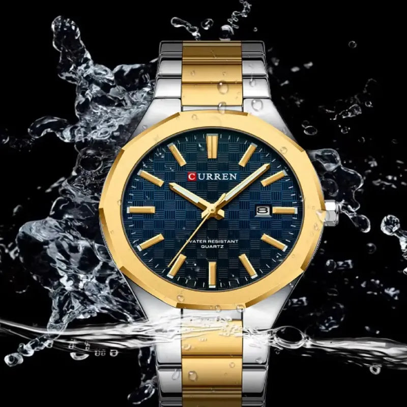 Reloj Para Hombre Curren 8477 Kree2703 Plateado Dorado Azul Oscuro