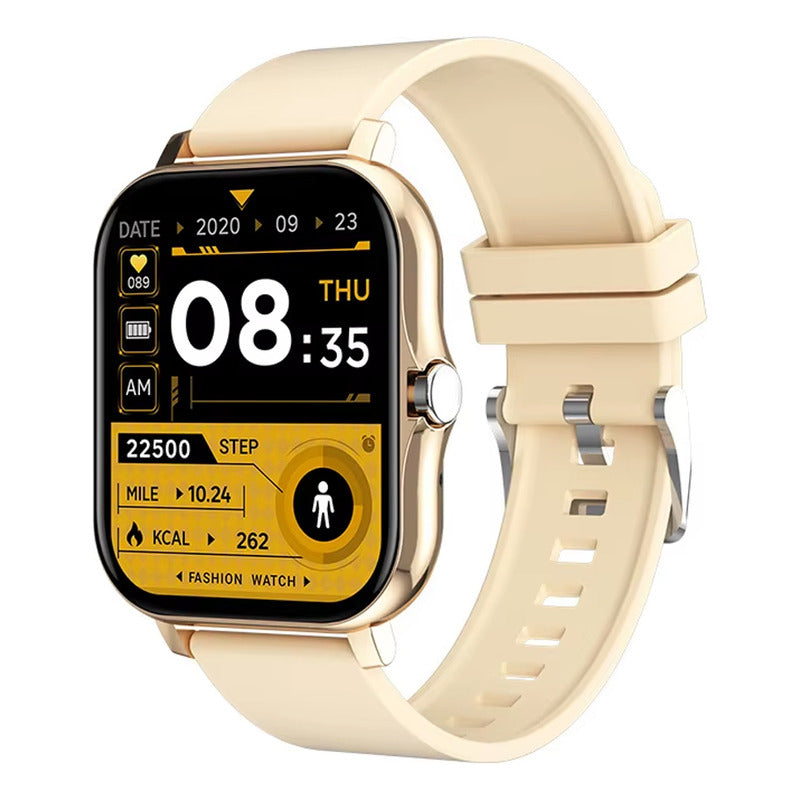 Smartwatch Genérica Y13 Crema Resina Malla  Negra Original Cobre Crema