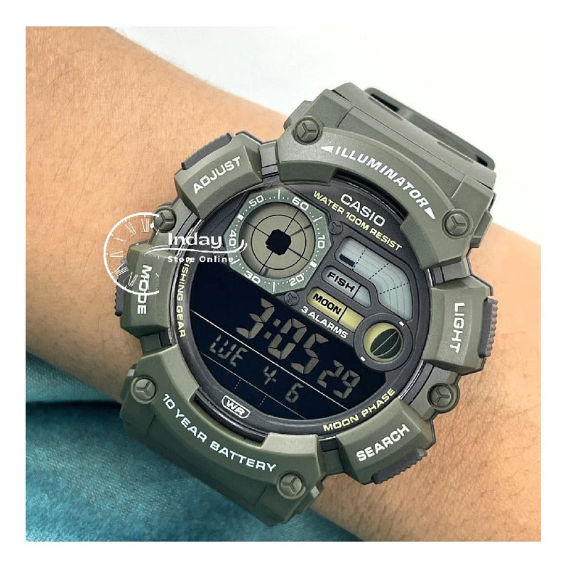 Reloj Casio Moda Modelo Ws-1500h-3bvcf Verde Oscuro